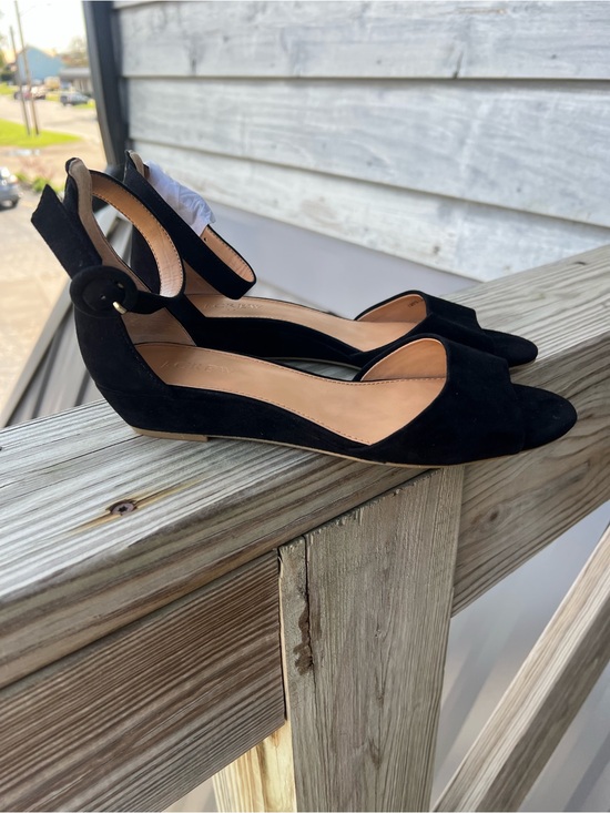 J. Crew Factory Shoes - J. Crew Factory Nude Demi-Wedge Sandals Womens Size 8 Ankle Strap Open Toe Suede